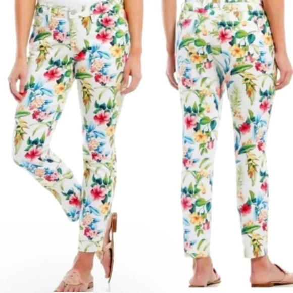 Tommy Bahama | Skinny Ankle Jeans Floral Denim Pockets Stretch - Picture 1 of 9